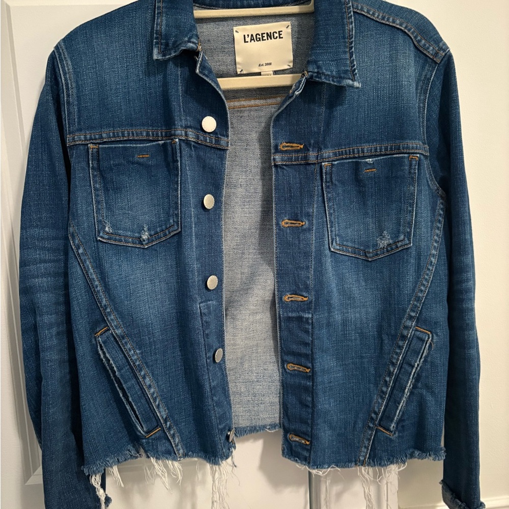 L'AGENCE Janelle Slim-Fit Raw Denim jacket in authentique